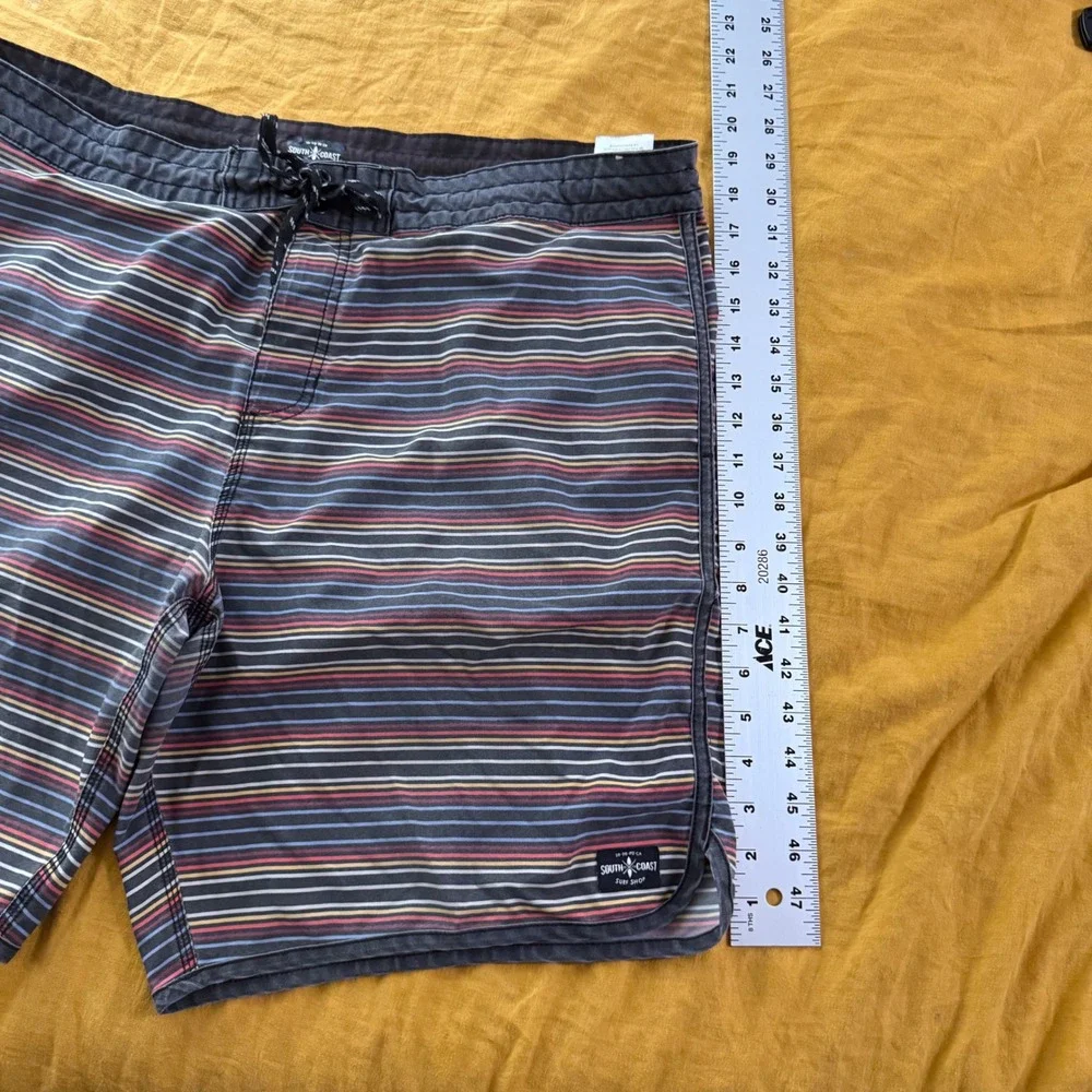 South Coast Surf Shop‎ Mens Striped Board Shorts Black Orange Blue Size 40